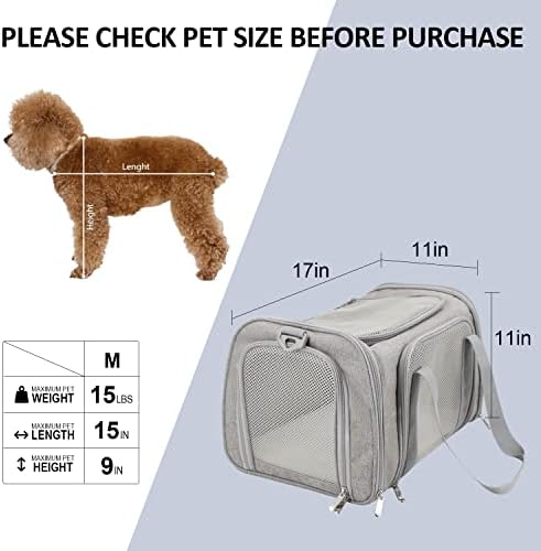 Henkelion Cat Carriers Dog Carrier Pet Carrier For Small / Medium Cats Dogs Puppies (Up To 15lbs), TSA Airline Approved Small Dog Carrier Soft Sided, Collapsible Waterproof Travel Puppy Carrier - Grey : Pet Supplies - Image 4