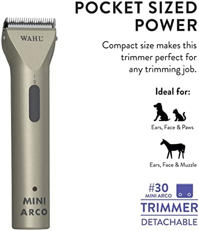 Pet Grooming Clippers : Wahl Professional Animal MiniArco Corded/Cordless Pet, Dog, Cat, and Horse Trimmer Kit - Image 4