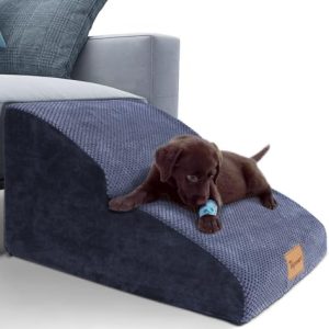 Topmart High Density Extended Foam Dog Ramp&Steps 2 Tiers,11.8" High,Non-Slip Dog Stairs,Soft Foam Pet Ladder with Waterproof Cover,Best for Injured,Older Cats,Pets with Joint Pain : Pet Supplies