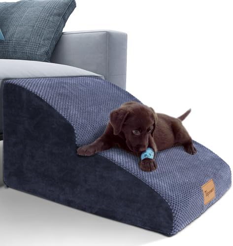 Topmart High Density Extended Foam Dog Ramp&Steps 2 Tiers,11.8" High,Non-Slip Dog Stairs,Soft Foam Pet Ladder with Waterproof Cover,Best for Injured,Older Cats,Pets with Joint Pain : Pet Supplies