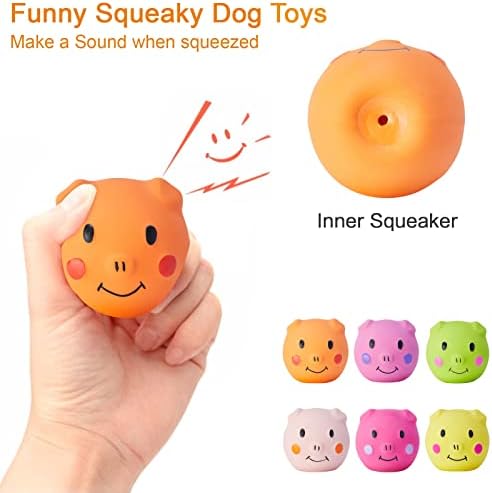 Pet Supplies Coricorsu Squeaky Dog Toy Dog Squeaky Toys Chewing Durable Teething Latex Rubber Soft Interactive Fetch Play Dog Balls with Funny Piggy Face for Puppy Small Medium Pet Dog (6PCS) : - Image 7