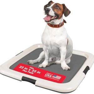 IRIS USA Pee Pad Holder - For Potty Training Regular Sized Dog & Puppy Pee Pads, Secured Latches, Non-Skid Feet, Leak Protection, Fits 22"x22" Pad or Larger, Square, Dark Gray : Pet Supplies