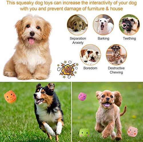 Pet Supplies Coricorsu Squeaky Dog Toy Dog Squeaky Toys Chewing Durable Teething Latex Rubber Soft Interactive Fetch Play Dog Balls with Funny Piggy Face for Puppy Small Medium Pet Dog (6PCS) : - Image 5