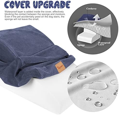 Topmart High Density Extended Foam Dog Ramp&Steps 2 Tiers,11.8" High,Non-Slip Dog Stairs,Soft Foam Pet Ladder with Waterproof Cover,Best for Injured,Older Cats,Pets with Joint Pain : Pet Supplies - Image 3