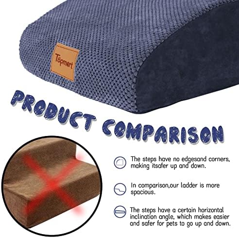 Topmart High Density Extended Foam Dog Ramp&Steps 2 Tiers,11.8" High,Non-Slip Dog Stairs,Soft Foam Pet Ladder with Waterproof Cover,Best for Injured,Older Cats,Pets with Joint Pain : Pet Supplies - Image 5
