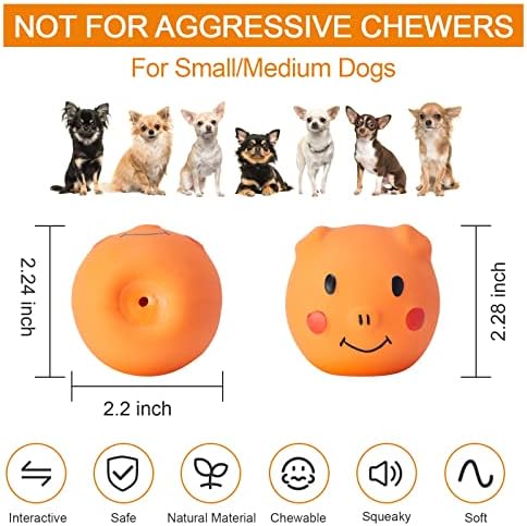 Pet Supplies Coricorsu Squeaky Dog Toy Dog Squeaky Toys Chewing Durable Teething Latex Rubber Soft Interactive Fetch Play Dog Balls with Funny Piggy Face for Puppy Small Medium Pet Dog (6PCS) : - Image 2