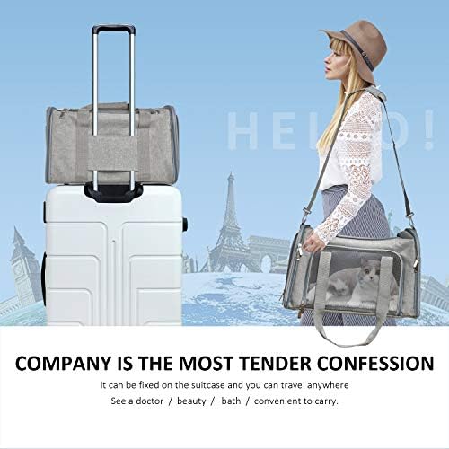 Henkelion Cat Carriers Dog Carrier Pet Carrier For Small / Medium Cats Dogs Puppies (Up To 15lbs), TSA Airline Approved Small Dog Carrier Soft Sided, Collapsible Waterproof Travel Puppy Carrier - Grey : Pet Supplies - Image 7