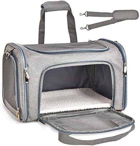 Henkelion Cat Carriers Dog Carrier Pet Carrier For Small / Medium Cats Dogs Puppies (Up To 15lbs), TSA Airline Approved Small Dog Carrier Soft Sided, Collapsible Waterproof Travel Puppy Carrier - Grey : Pet Supplies - Image 9