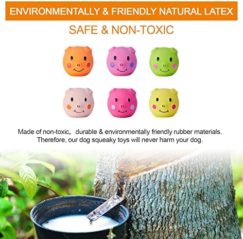 Pet Supplies Coricorsu Squeaky Dog Toy Dog Squeaky Toys Chewing Durable Teething Latex Rubber Soft Interactive Fetch Play Dog Balls with Funny Piggy Face for Puppy Small Medium Pet Dog (6PCS) : - Image 3