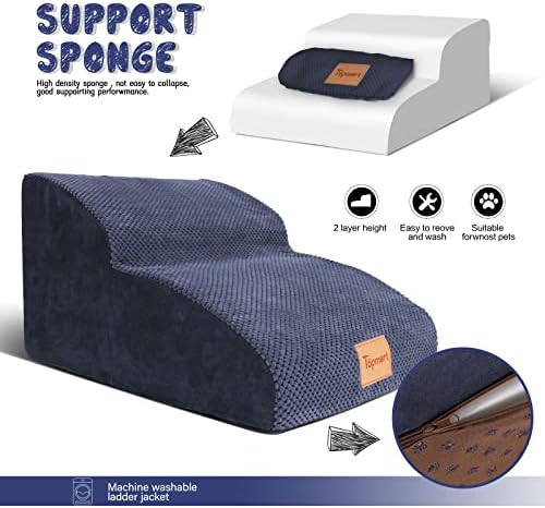 Topmart High Density Extended Foam Dog Ramp&Steps 2 Tiers,11.8" High,Non-Slip Dog Stairs,Soft Foam Pet Ladder with Waterproof Cover,Best for Injured,Older Cats,Pets with Joint Pain : Pet Supplies - Image 4