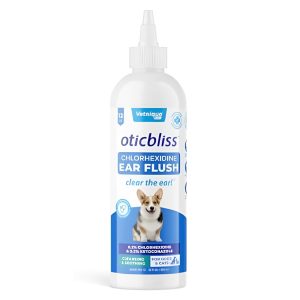 Vetnique Oticbliss Medicated Dog Ear Infection Treatment, Antiseptic Ear Cleaner for Cat & Dog Ear Cleaning Solution with Chlorhexidine & Ketoconazole (12oz Flush) : Pet Supplies
