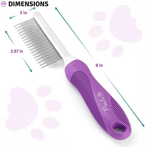 Poodle Pet Detangling Pet Comb with Long & Short Stainless Steel Teeth for Removing Matted Fur, Knots & Tangles – Detangler Tool Accessories for Safe & Gentle DIY Dog & Cat Grooming : Pet Supplies - Image 5