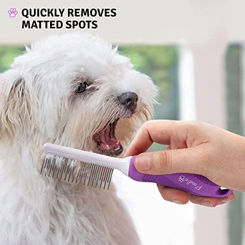 Poodle Pet Detangling Pet Comb with Long & Short Stainless Steel Teeth for Removing Matted Fur, Knots & Tangles – Detangler Tool Accessories for Safe & Gentle DIY Dog & Cat Grooming : Pet Supplies - Image 8