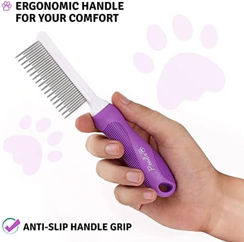 Poodle Pet Detangling Pet Comb with Long & Short Stainless Steel Teeth for Removing Matted Fur, Knots & Tangles – Detangler Tool Accessories for Safe & Gentle DIY Dog & Cat Grooming : Pet Supplies - Image 7
