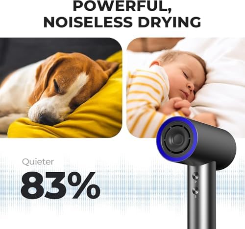 TYMO Hair Dryer with Diffuser for Women - 1500W Professional High Speed Blow Dryer with Comb, 110,000RPM Fast Dry, 200 Million Ionic Hairdryer, 4 Temps & 3 Speeds, 8 Ft Cord for Salon, Graphite : Beauty & Personal Care - Image 8