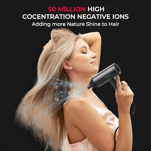 TYMO Hair Dryer with Diffuser for Women - 1500W Professional High Speed Blow Dryer with Comb, 110,000RPM Fast Dry, 200 Million Ionic Hairdryer, 4 Temps & 3 Speeds, 8 Ft Cord for Salon, Graphite : Beauty & Personal Care - Image 6