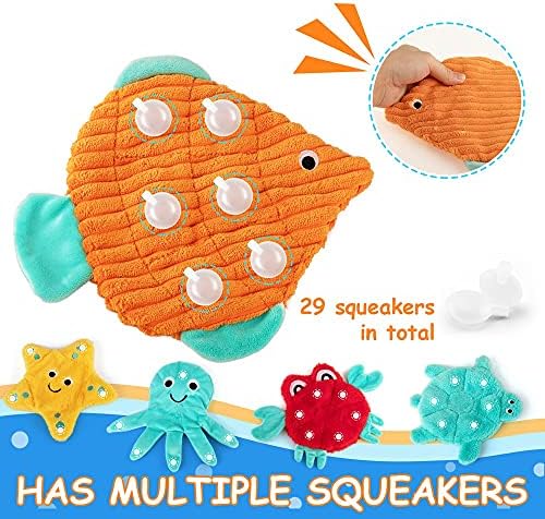 Pet Supplies AWOOF No Stuffing Crinkle Squeaky Plush Dog Toys - Cute Animal Themed for Small to Large Dogs & Puppies - Bulk 5 Pack : - Image 2