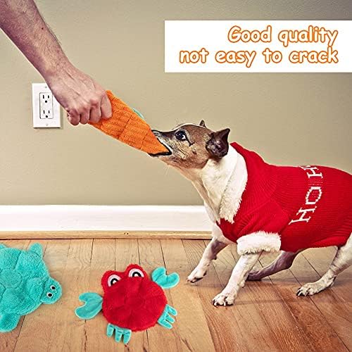 Pet Supplies AWOOF No Stuffing Crinkle Squeaky Plush Dog Toys - Cute Animal Themed for Small to Large Dogs & Puppies - Bulk 5 Pack : - Image 4