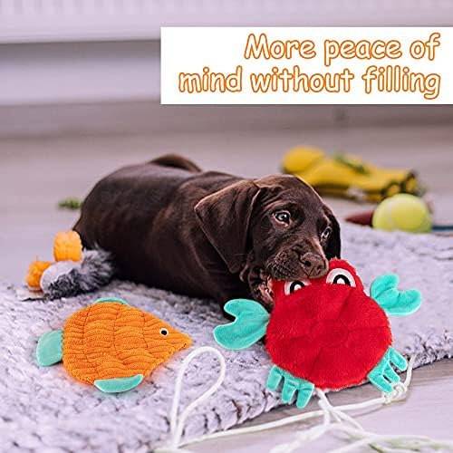Pet Supplies AWOOF No Stuffing Crinkle Squeaky Plush Dog Toys - Cute Animal Themed for Small to Large Dogs & Puppies - Bulk 5 Pack : - Image 6