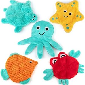 Pet Supplies  AWOOF No Stuffing Crinkle Squeaky Plush Dog Toys - Cute Animal Themed for Small to Large Dogs & Puppies - Bulk 5 Pack :