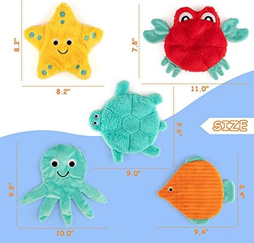 Pet Supplies AWOOF No Stuffing Crinkle Squeaky Plush Dog Toys - Cute Animal Themed for Small to Large Dogs & Puppies - Bulk 5 Pack : - Image 8