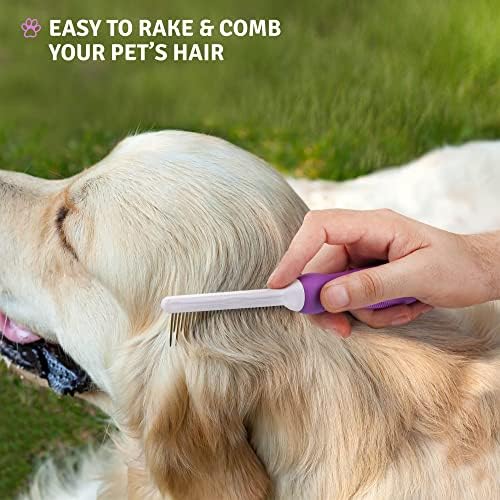 Poodle Pet Detangling Pet Comb with Long & Short Stainless Steel Teeth for Removing Matted Fur, Knots & Tangles – Detangler Tool Accessories for Safe & Gentle DIY Dog & Cat Grooming : Pet Supplies - Image 9