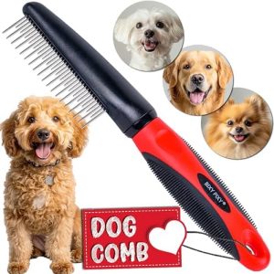 Poodle Comb with Rotating Teeth - 5-in-1 Dog Dematting Tool - Used for Small Size Breeds and Puppies - Cat Comb for Shedding and Deshedding