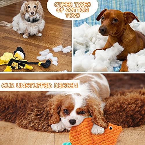 Pet Supplies AWOOF No Stuffing Crinkle Squeaky Plush Dog Toys - Cute Animal Themed for Small to Large Dogs & Puppies - Bulk 5 Pack : - Image 5